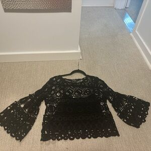 Lulus two piece crochet crop top with bell sleeves